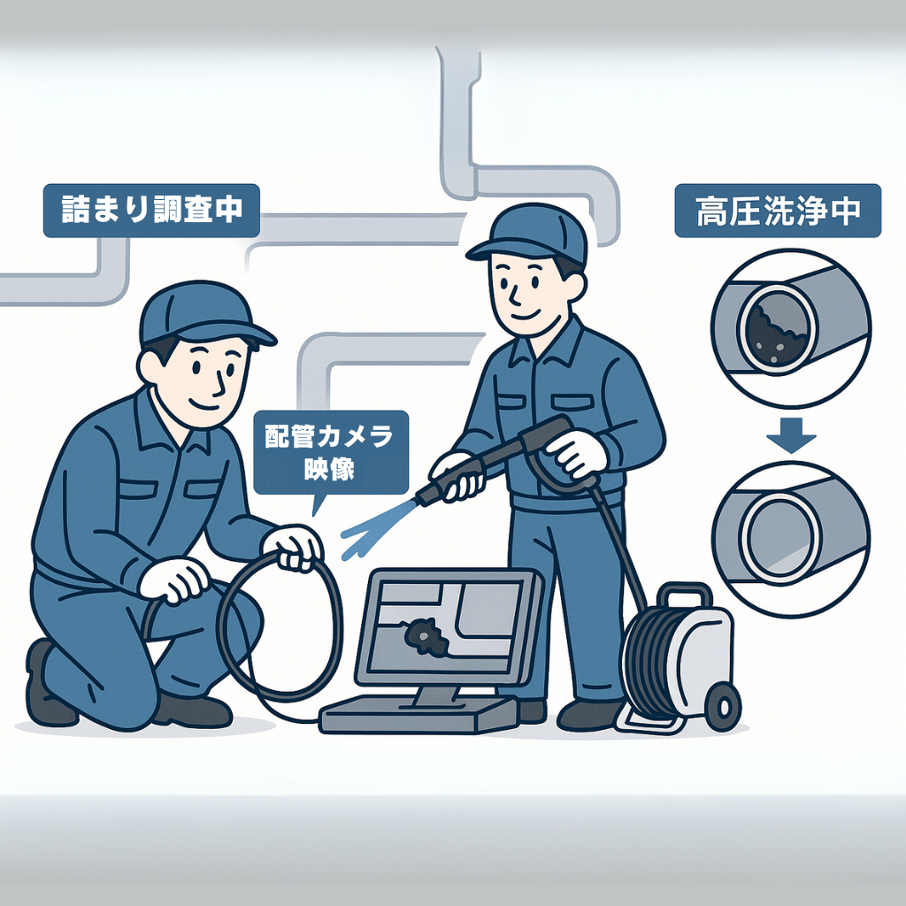 排水のつまり抜き＋カメラ調査